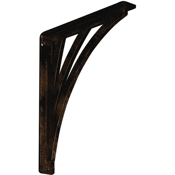 Ekena Millwork Nevio Wrought Iron Bracket, (Single center brace), Antiqued Bronze 1 1/2"W x 10"D x 12"H BKTM01X10X12SNEABZ - main